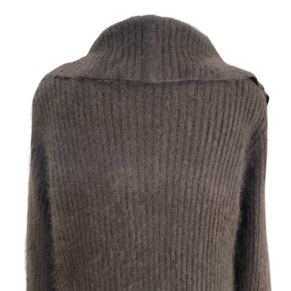 Vintage Venesha Angora Wool Coat Brown Oversized Button Minimalist Winter Chic - Picture 10 of 10